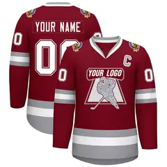 Crimson White Crimson-Gray Classic Hockey Jersey 1