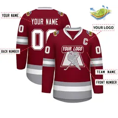 Crimson White Crimson-Gray Classic Hockey Jersey 2