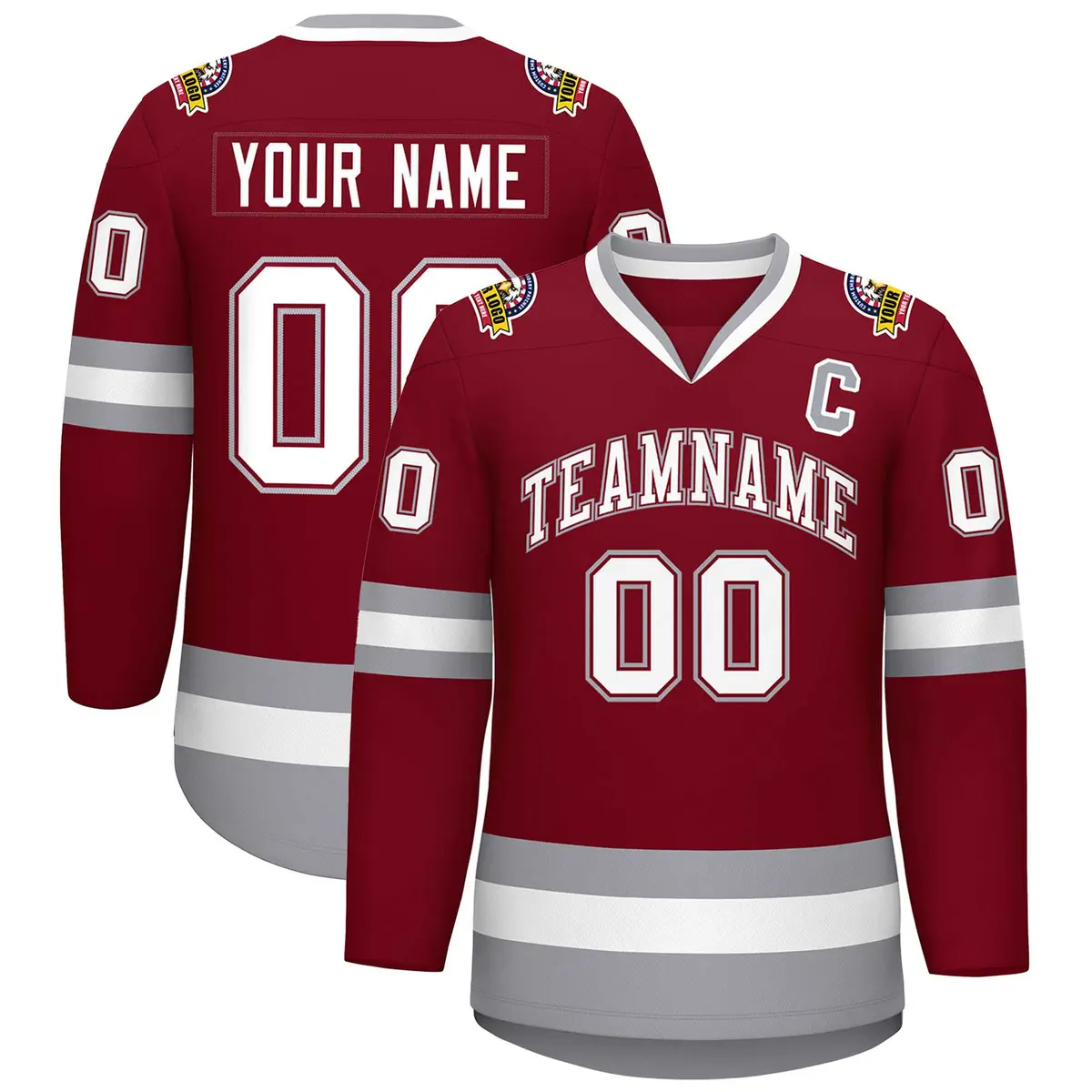 Crimson White Crimson-Gray Classic Hockey Jersey
