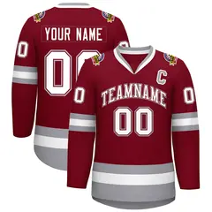 Crimson White Crimson-Gray Classic Hockey Jersey 1