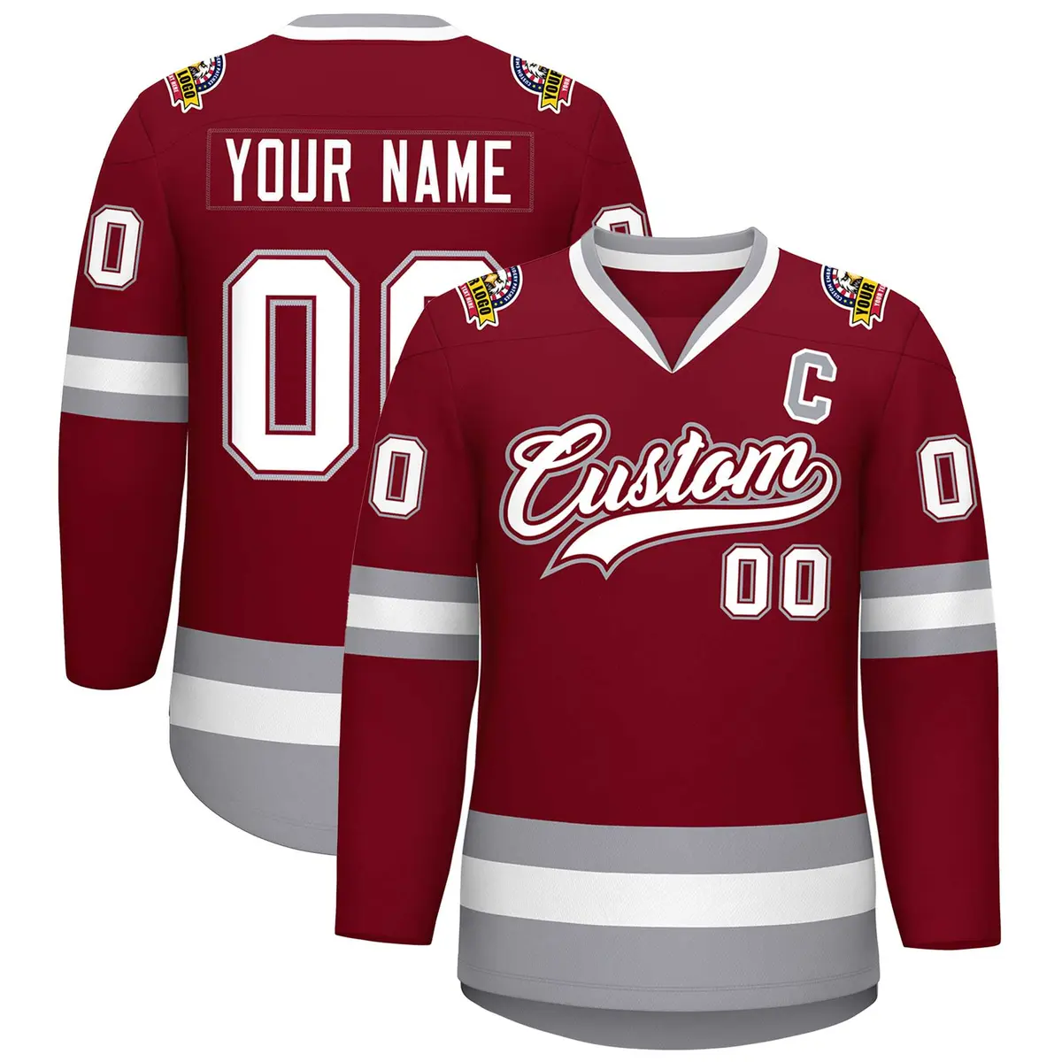 Crimson White Crimson-Gray Classic Hockey Jersey
