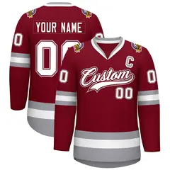 Crimson White Crimson-Gray Classic Hockey Jersey 1