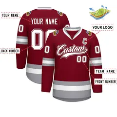 Crimson White Crimson-Gray Classic Hockey Jersey 2