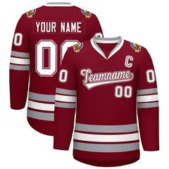 Crimson White Crimson-Gray Classic Hockey Jersey 1