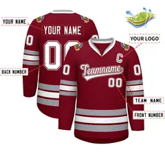 Crimson White Crimson-Gray Classic Hockey Jersey 2