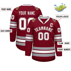 Crimson White Crimson-Gray Classic Hockey Jersey 2