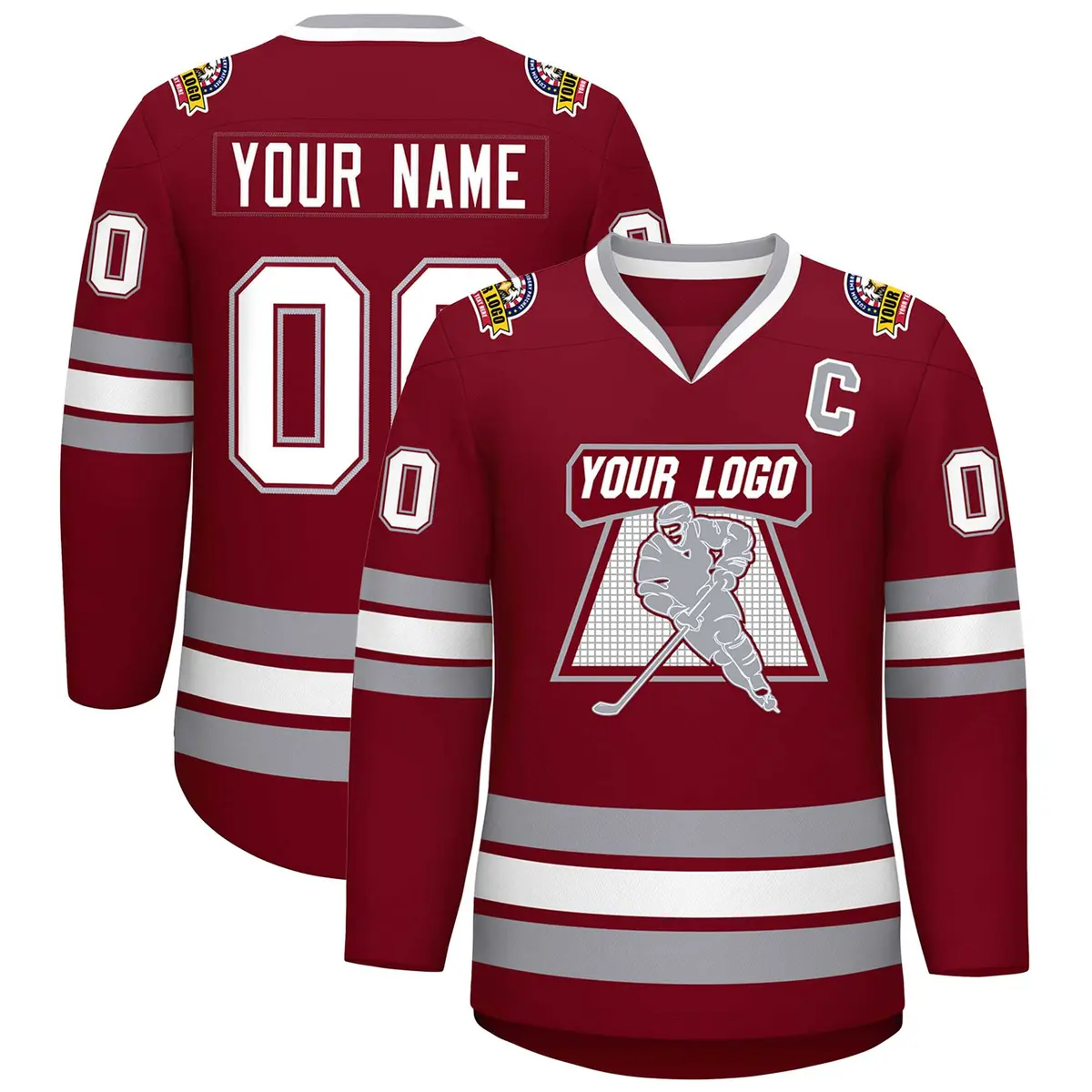 Crimson White Crimson-Gray Classic Hockey Jersey