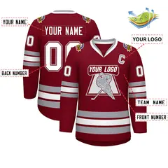 Crimson White Crimson-Gray Classic Hockey Jersey 2