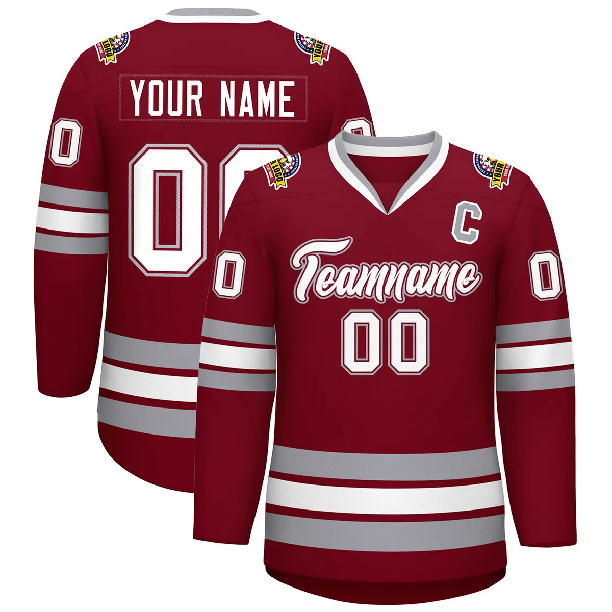 Crimson White Crimson-Gray Classic Hockey Jersey