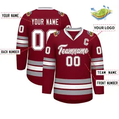 Crimson White Crimson-Gray Classic Hockey Jersey 2