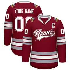 Crimson White Crimson-Gray Classic Hockey Jersey 1