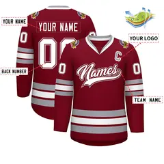 Crimson White Crimson-Gray Classic Hockey Jersey 2