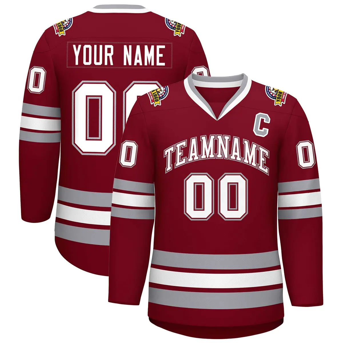 Crimson White Crimson-Gray Classic Hockey Jersey