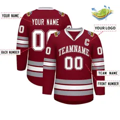 Crimson White Crimson-Gray Classic Hockey Jersey 2
