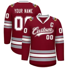 Crimson White Crimson-Gray Classic Hockey Jersey 1