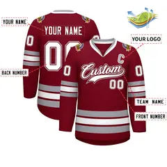 Crimson White Crimson-Gray Classic Hockey Jersey 2