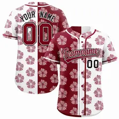 Crimson White Flower Graffiti Split Baseball Jersey
