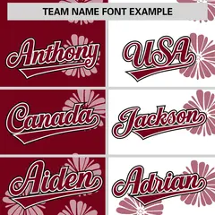 Crimson White Flower Graffiti Split Baseball Jersey 3