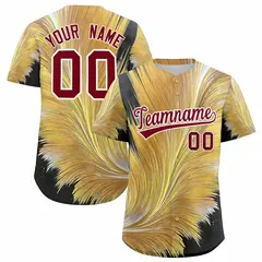Crimson White Fluid Feather Graffiti Baseball Jersey