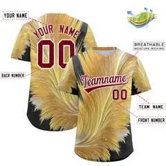 Crimson White Fluid Feather Graffiti Baseball Jersey 2