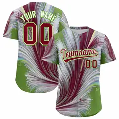 Crimson White Fluid Feather Graffiti Baseball Jersey