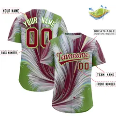 Crimson White Fluid Feather Graffiti Baseball Jersey 2