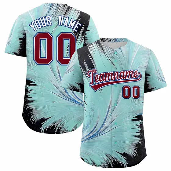 Crimson White Fluid Feather Graffiti Baseball Jersey