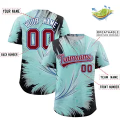 Crimson White Fluid Feather Graffiti Baseball Jersey 2