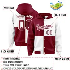 Crimson White Four Squares Color Block Varsity Letterman Jacket Hoodie 4