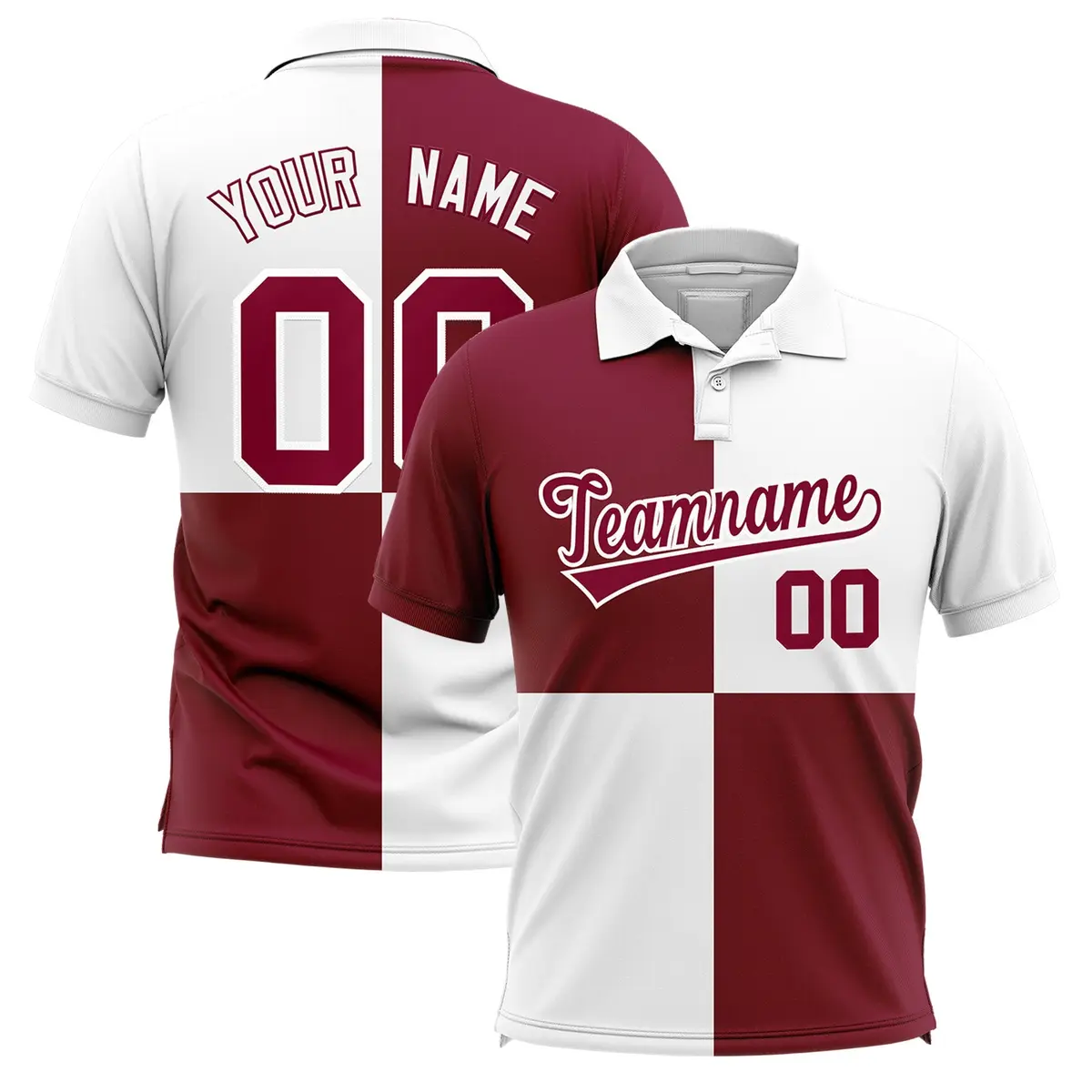Crimson White Four Squares Performance Polo Shirt