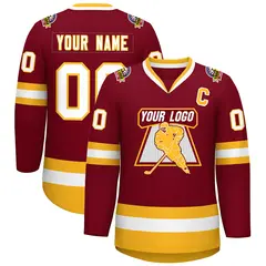Crimson White-Gold Classic Style Hockey Jersey 1