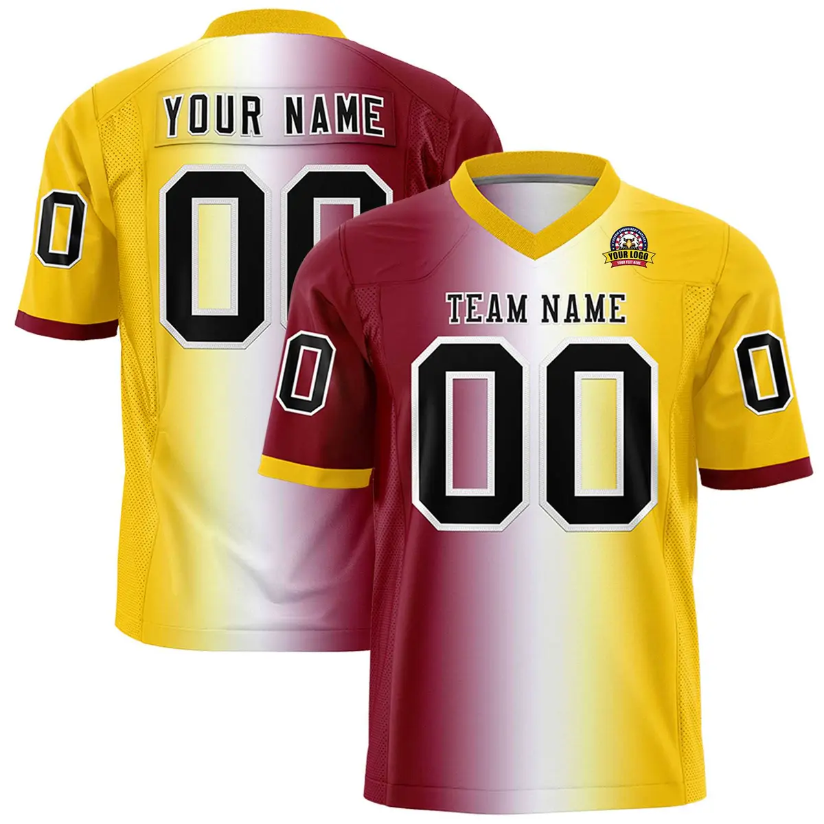 Crimson White-Gold Gradient Football Jersey