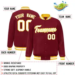 Crimson White-Gold Varsity Full-Snap Letterman Jacket 2