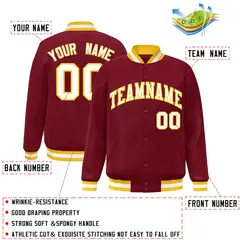 Crimson White-Gold Varsity Full-Snap Letterman Jacket 2
