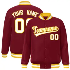 Crimson White-Gold Varsity Full-Snap Letterman Jacket 1