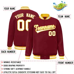 Crimson White-Gold Varsity Full-Snap Letterman Jacket 2