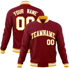 Crimson White-Gold Varsity Full-Snap Letterman Jacket