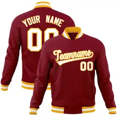 Crimson White-Gold Varsity Full-Snap Letterman Jacket 1