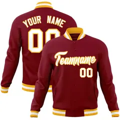 Crimson White-Gold Varsity Full-Snap Letterman Jacket 1