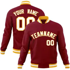 Crimson White-Gold Varsity Full-Snap Letterman Jacket
