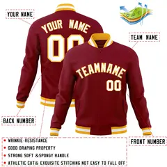 Crimson White-Gold Varsity Full-Snap Letterman Jacket 4