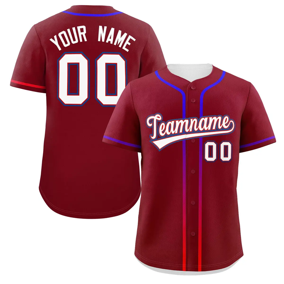 Crimson White Gradient Ribbed Authentic Baseball Jersey