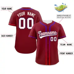 Crimson White Gradient Ribbed Authentic Baseball Jersey 2