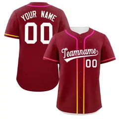 Crimson White Gradient Ribbed Authentic Baseball Jersey 1