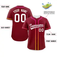 Crimson White Gradient Ribbed Authentic Baseball Jersey 2