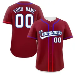 Crimson White Gradient Ribbed Authentic Baseball Jersey 1