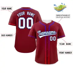 Crimson White Gradient Ribbed Authentic Baseball Jersey 2