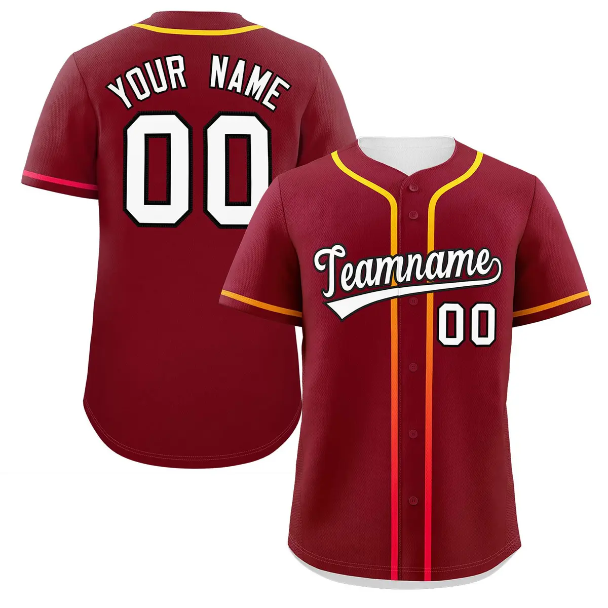 Crimson White Gradient Ribbed Authentic Baseball Jersey
