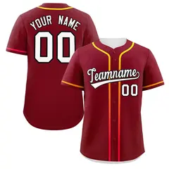 Crimson White Gradient Ribbed Authentic Baseball Jersey 1
