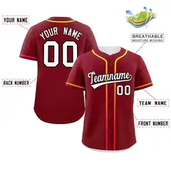 Crimson White Gradient Ribbed Authentic Baseball Jersey 2